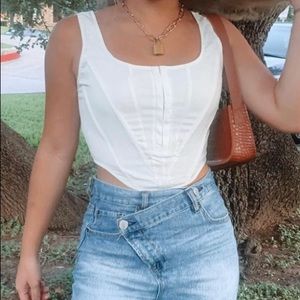 SOLD cream corset tank crop top